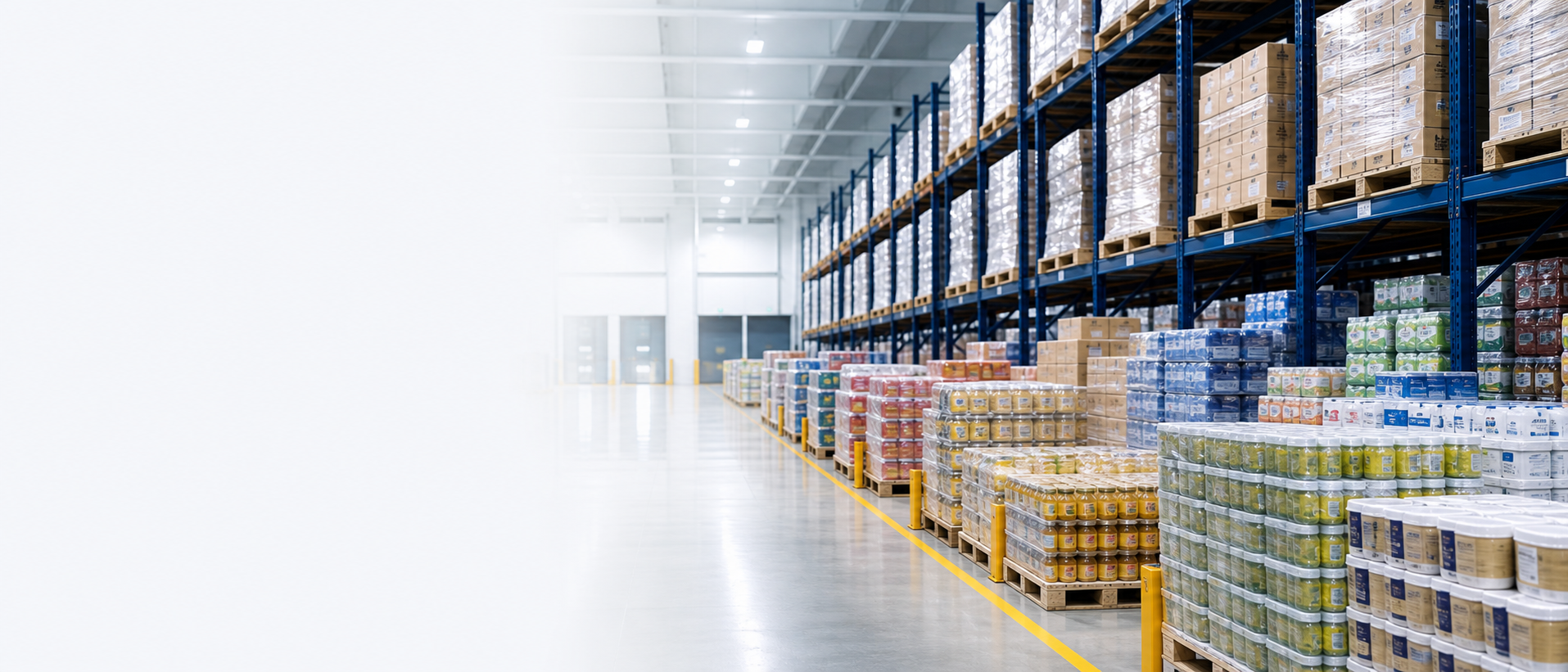 Food-grade storage warehouse for packaged and FMCG inventory in Saudi Arabia.